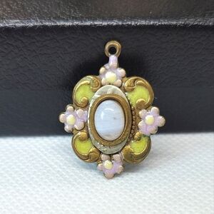 Vintage Gold Green and Purple Pendant